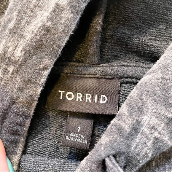 Torrid Black Mineral Wash Midi Hoodie - Size 1X - Picture 4 of 12
